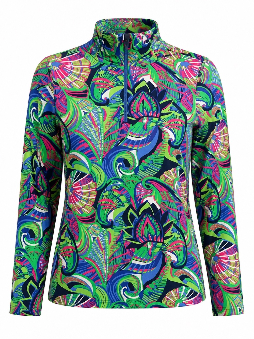 Jude Connally Neon Floral Quarter-Zip Pullover - Green, Blue, Pink